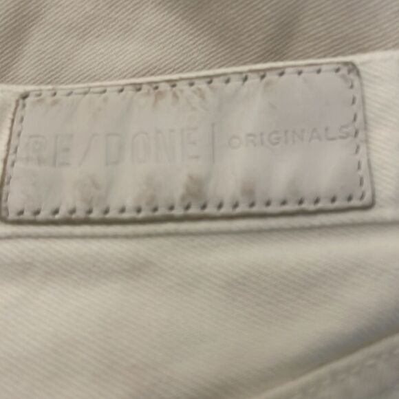 Re/Done 70s Stove Pipe High Rise Straight Ankle Jeans in Vintage White - Picture 8 of 10